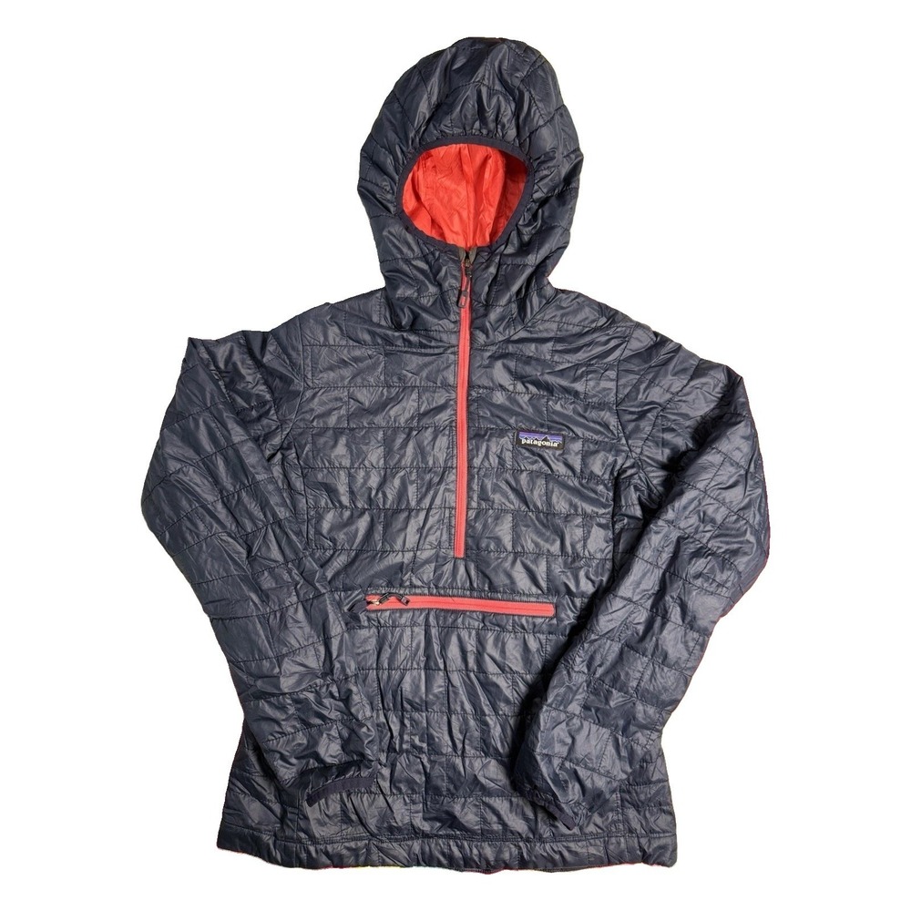 Patagonia Nano Puff Bivy Pullover Slate Blue Women's XS Kangaroo‎ Pocket EUC